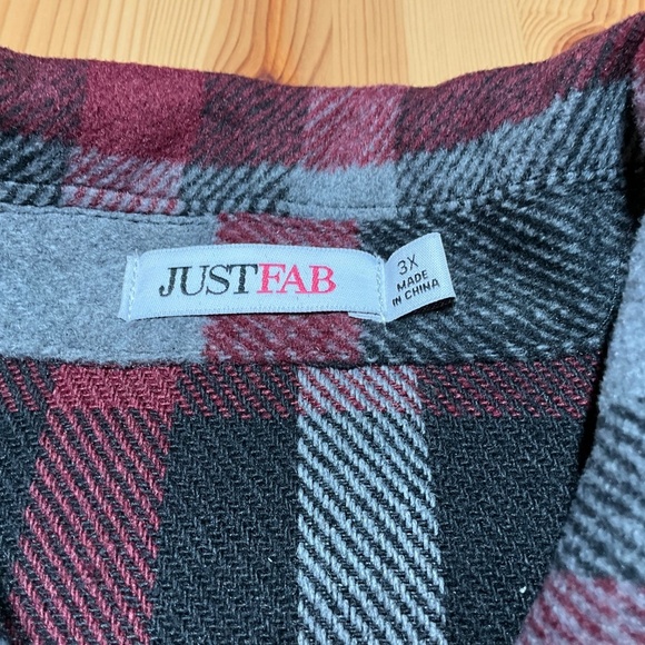 JUST FAB Plaid Cropped Jacket Faux Leather Trim Front Button Closure US Sz 3X - Picture 6 of 11